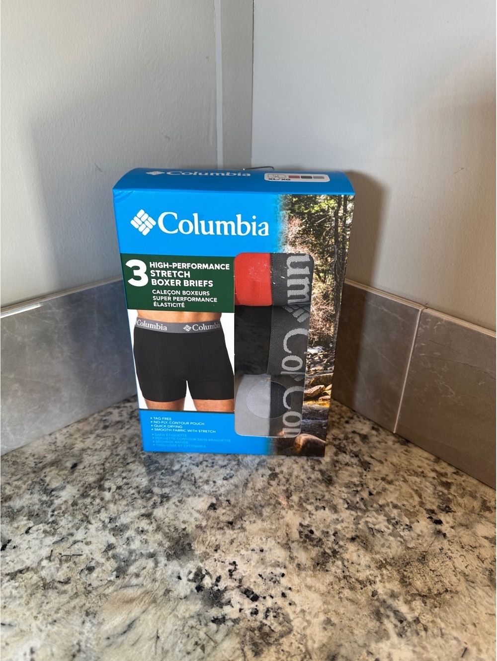 Columbia 3PK High Performance Stretch Boxer Briefs XL Tag Free Quick Dry